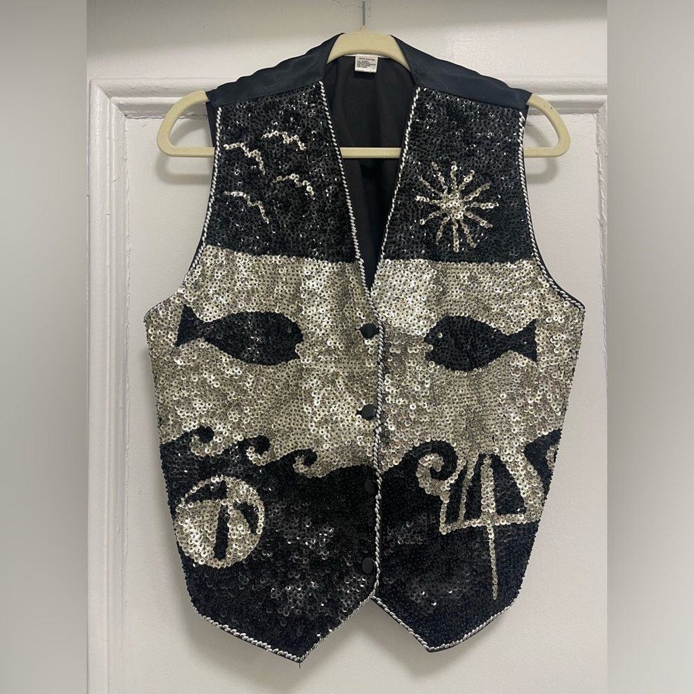 Vintage Creazioni Effeci Black and Silver Sequence
Beach Theme Vest